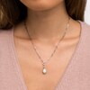 Thumbnail Image 2 of Pear-Shaped Lab-Created Opal and White Sapphire Frame Dangle Paper Clip Necklace in Sterling Silver