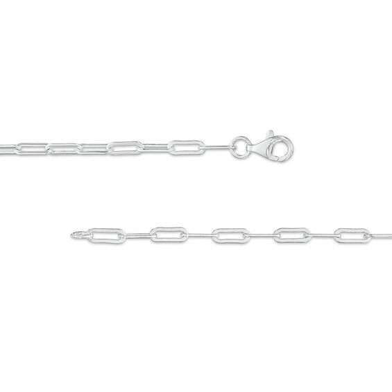 Pear-Shaped Lab-Created Opal and White Sapphire Frame Dangle Paper Clip Necklace in Sterling Silver