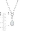 Thumbnail Image 4 of Pear-Shaped Lab-Created Opal and White Sapphire Frame Dangle Paper Clip Necklace in Sterling Silver
