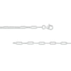 Thumbnail Image 3 of Faceted Pear-Shaped Peridot and White Lab-Created Sapphire Frame Dangle Paper Clip Necklace in Sterling Silver