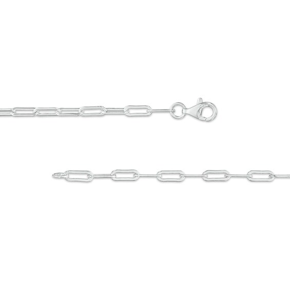 Faceted Pear-Shaped Peridot and White Lab-Created Sapphire Frame Dangle Paper Clip Necklace in Sterling Silver