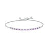 Thumbnail Image 1 of Alternating Amethyst and White Lab-Created Sapphire Bolo Bracelet in Sterling Silver