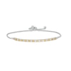 Thumbnail Image 1 of Alternating Citrine and White Lab-Created Sapphire Bolo Bracelet in Sterling Silver