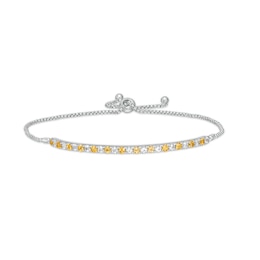 Alternating Citrine and White Lab-Created Sapphire Bolo Bracelet in Sterling Silver