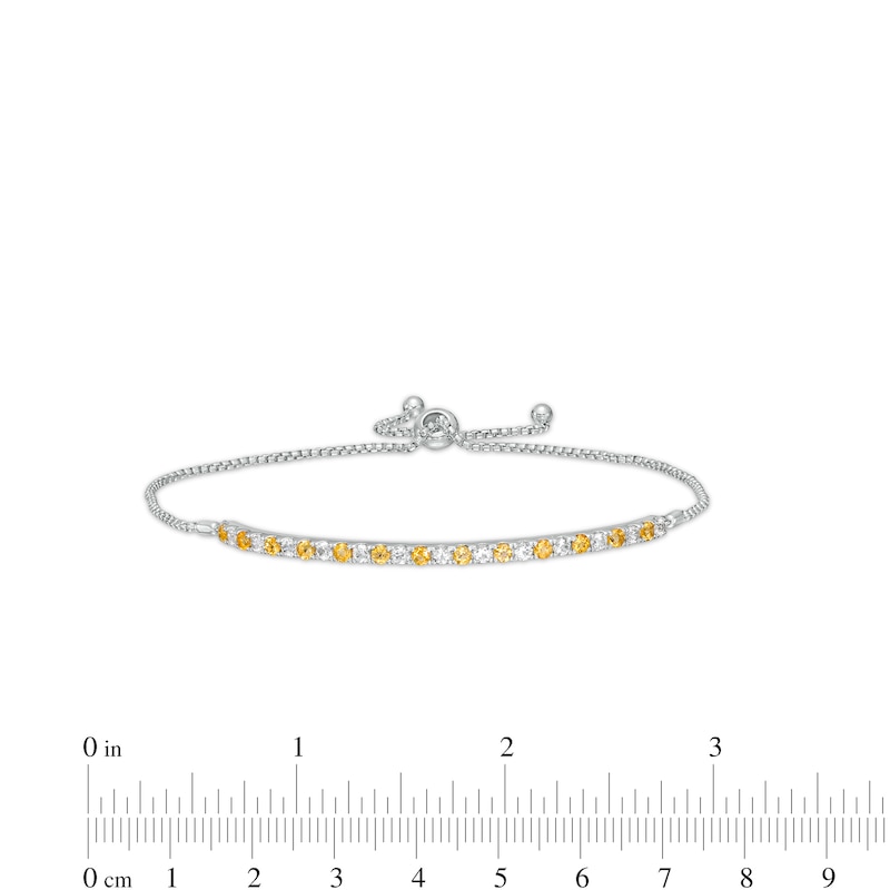 Main Image 3 of Alternating Citrine and White Lab-Created Sapphire Bolo Bracelet in Sterling Silver
