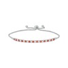 Thumbnail Image 1 of Alternating Garnet and White Lab-Created Sapphire Bolo Bracelet in Sterling Silver