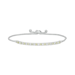 Alternating Peridot and White Lab-Created Sapphire Bolo Bracelet in Sterling Silver