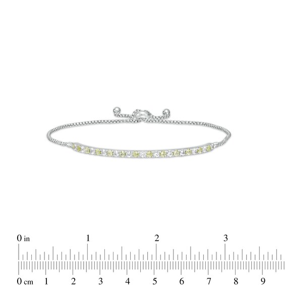 Alternating Peridot and White Lab-Created Sapphire Bolo Bracelet in Sterling Silver
