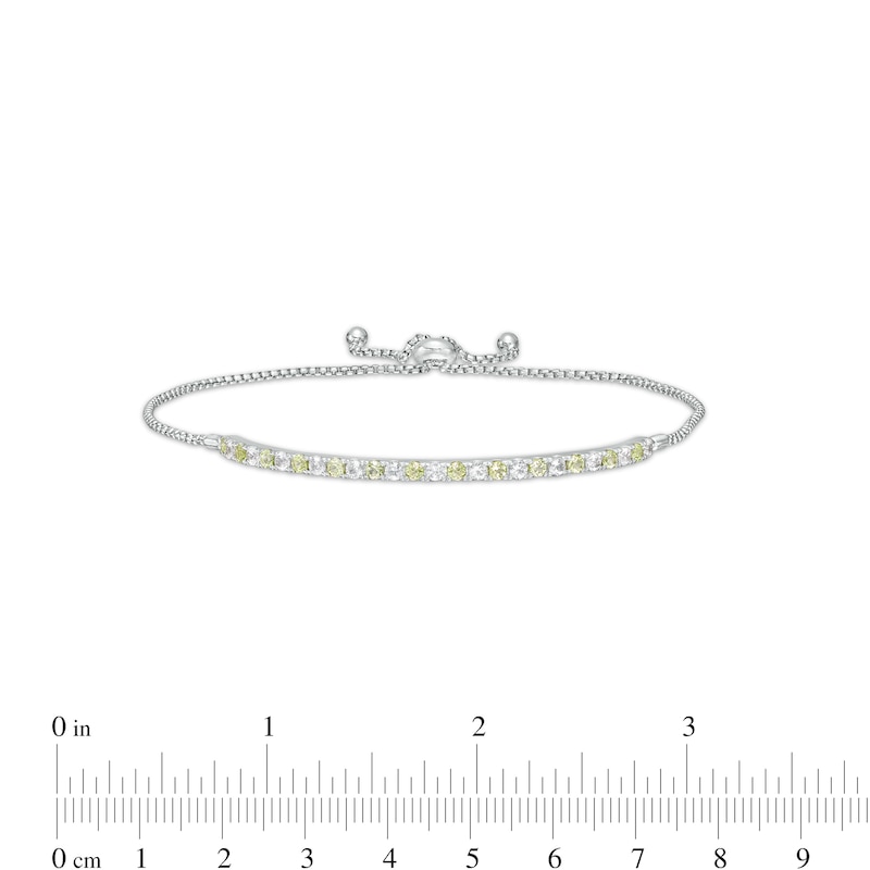 Main Image 3 of Alternating Peridot and White Lab-Created Sapphire Bolo Bracelet in Sterling Silver