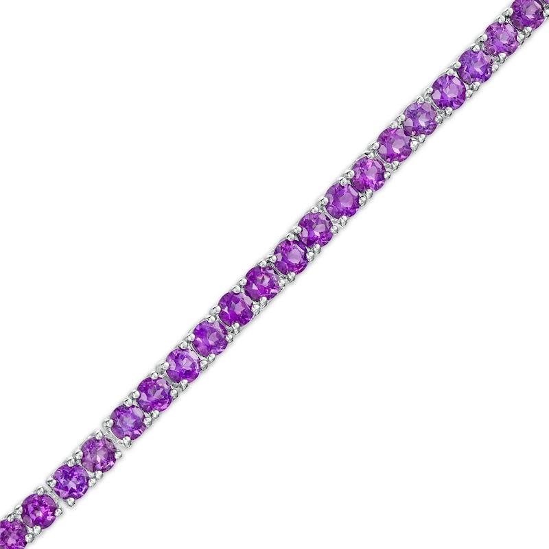 Main Image 1 of Amethyst Paper Clip Chain Bracelet in Sterling Silver