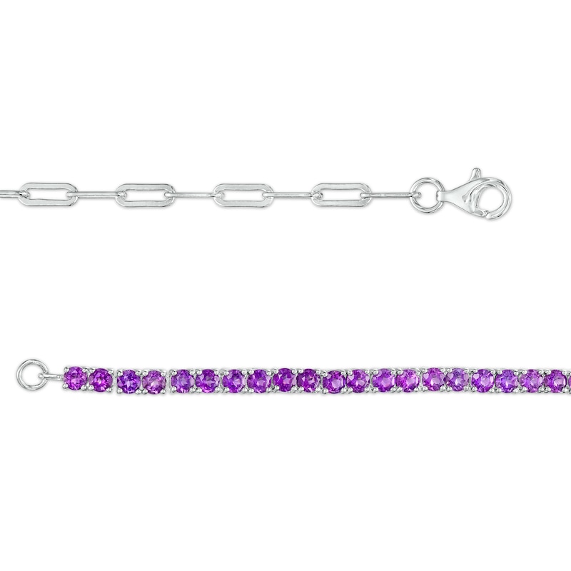 Main Image 3 of Amethyst Paper Clip Chain Bracelet in Sterling Silver