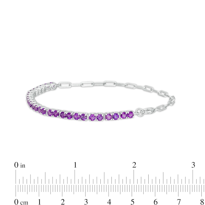 Main Image 4 of Amethyst Paper Clip Chain Bracelet in Sterling Silver
