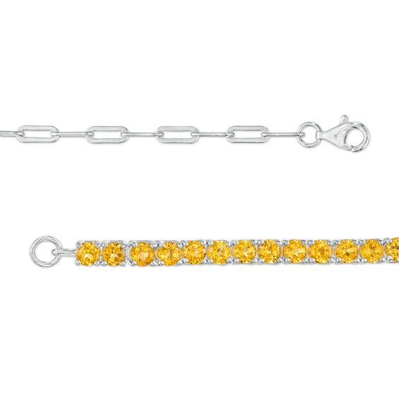 Citrine Paper Clip Chain Bracelet in Sterling Silver