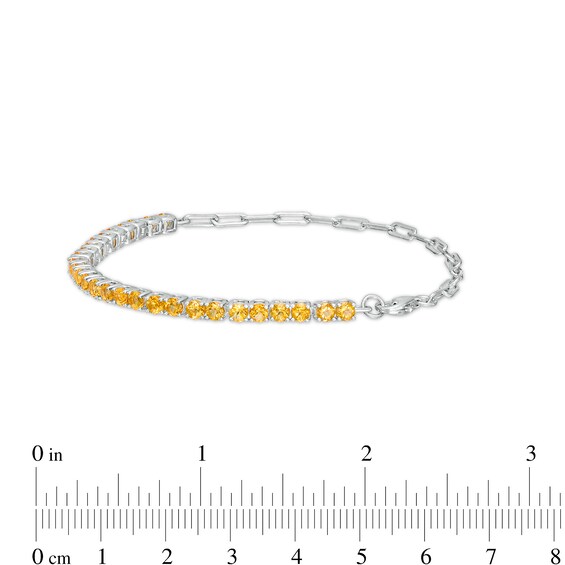 Citrine Paper Clip Chain Bracelet in Sterling Silver