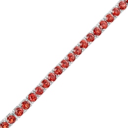 Garnet Paper Clip Chain Bracelet in Sterling Silver