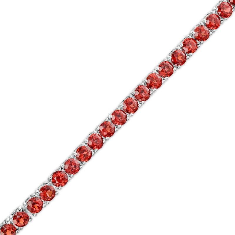 Main Image 1 of Garnet Paper Clip Chain Bracelet in Sterling Silver