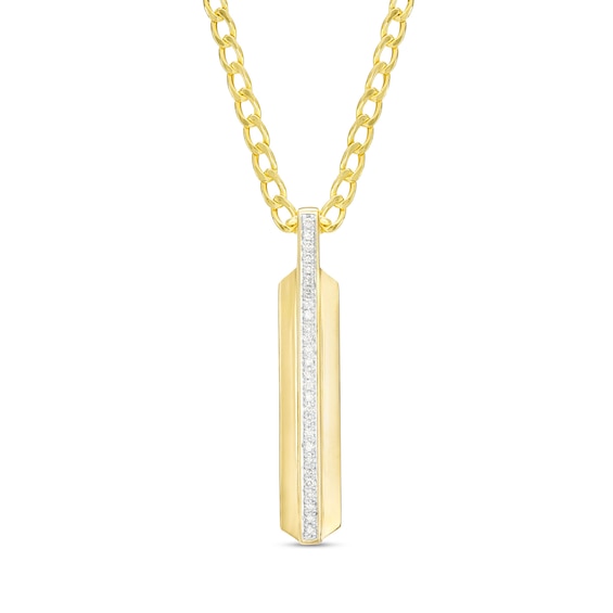 Men's 1/5 CT. T.w. Diamond Vertical Bar Pendant in 10K Gold - 22"