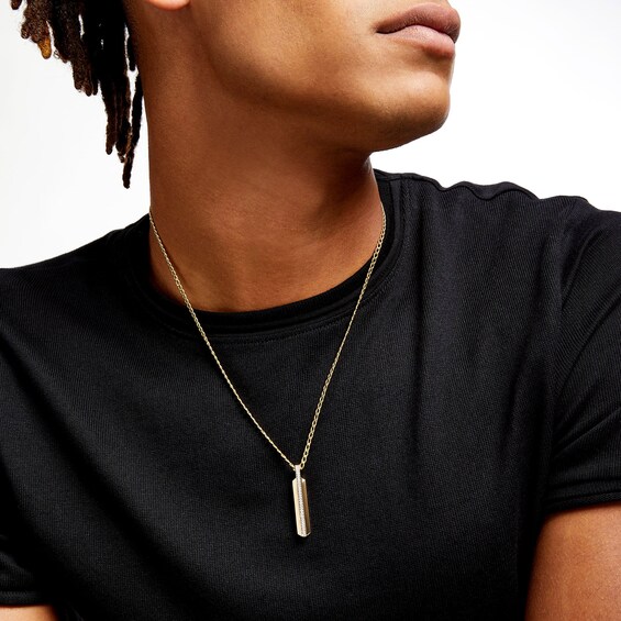 Men's 1/5 CT. T.w. Diamond Vertical Bar Pendant in 10K Gold - 22"