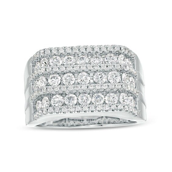 2 CT. T.w. Diamond Multi-Row Rectangle-Top Ring in 10K White Gold