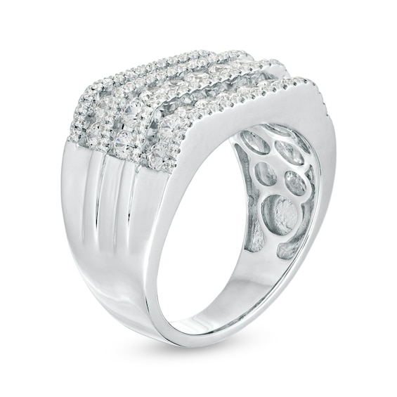 2 CT. T.w. Diamond Multi-Row Rectangle-Top Ring in 10K White Gold