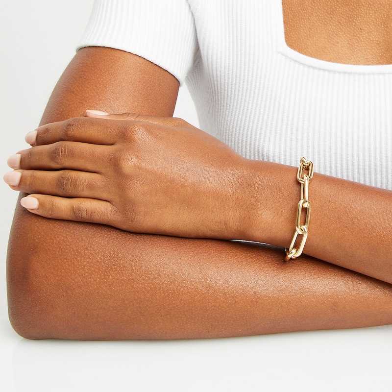 Main Image 2 of 2.5mm Paper Clip Cheval Chain Bracelet in Hollow 14K Gold - 9.0"