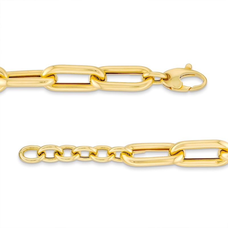 Main Image 4 of 2.5mm Paper Clip Cheval Chain Bracelet in Hollow 14K Gold - 9.0"