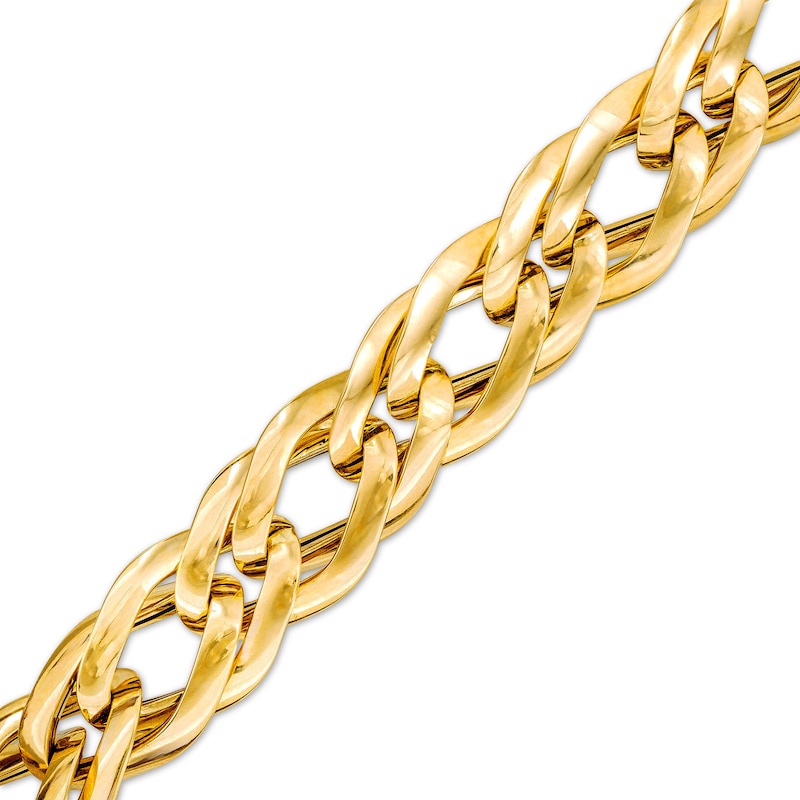 Main Image 1 of Italian Gold 2.5mm Double Flat Link Bracelet in Hollow 14K Gold - 7.5"