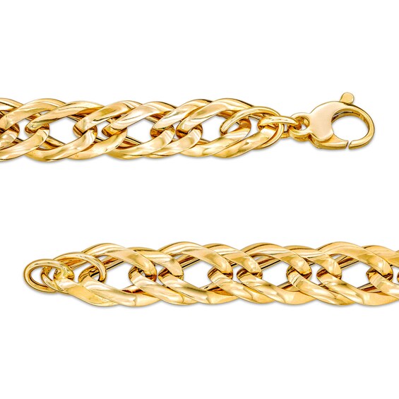Italian Gold 2.5mm Double Flat Link Bracelet in Hollow 14K Gold - 7.5"