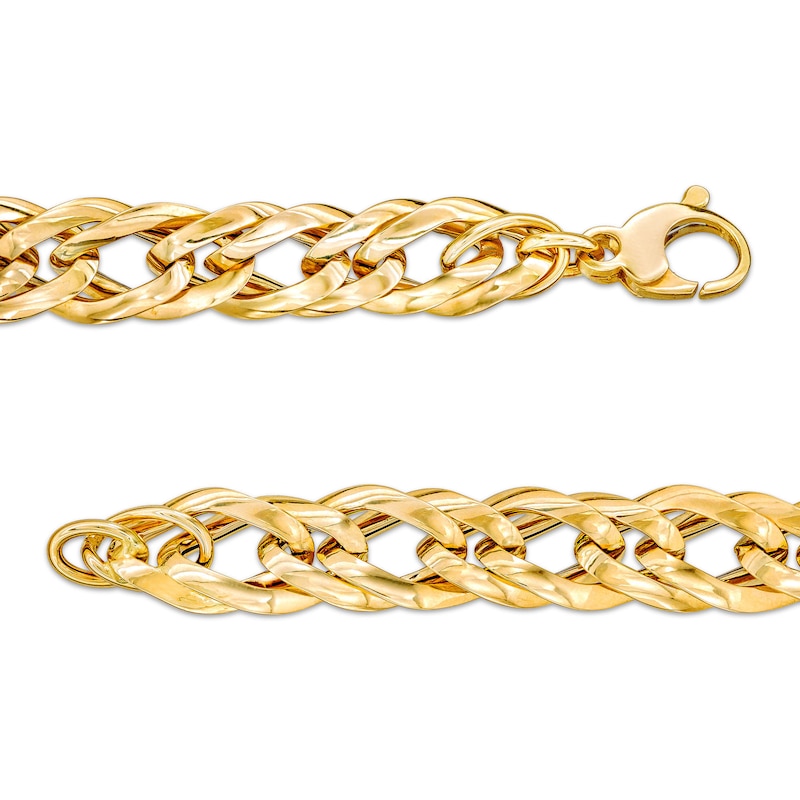 Main Image 3 of Italian Gold 2.5mm Double Flat Link Bracelet in Hollow 14K Gold - 7.5"