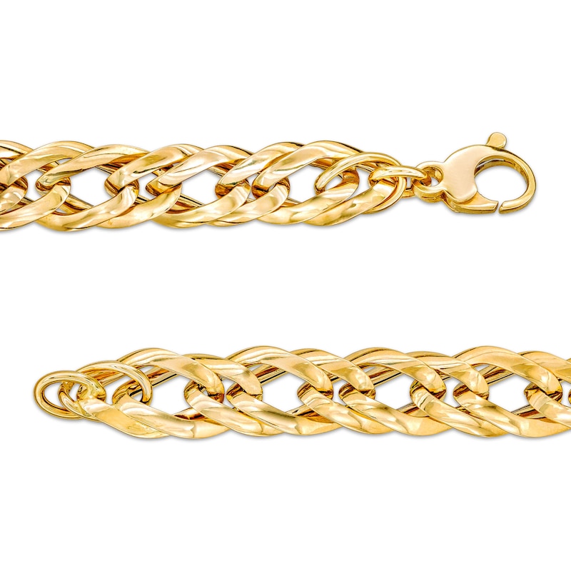 Italian Gold 2.5mm Double Flat Link Bracelet in Hollow 14K Gold - 7.5"