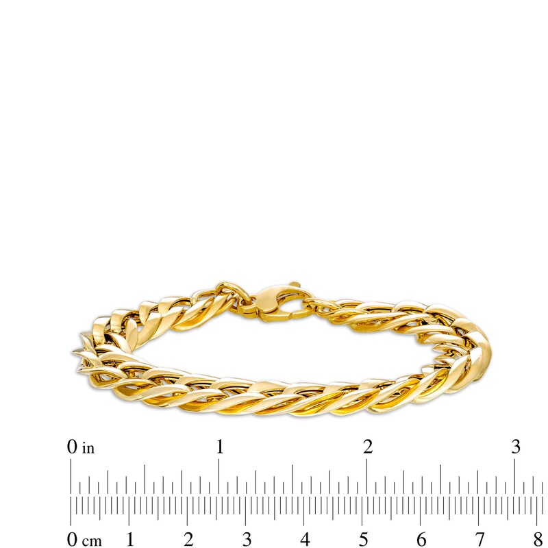 Main Image 4 of Italian Gold 2.5mm Double Flat Link Bracelet in Hollow 14K Gold - 7.5"