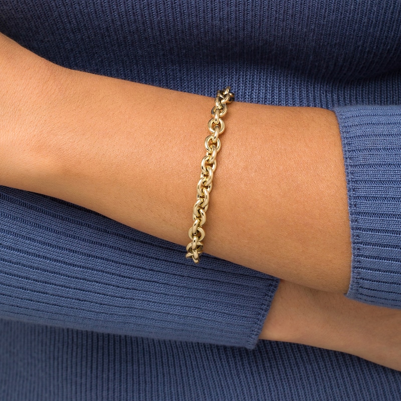 Main Image 2 of Italian Gold 3.0mm Rolo Chain Link Bracelet in Hollow 14K Gold - 7.5"