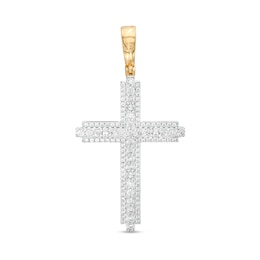 1-1/4 CT. T.W. Lab-Grown Diamond Cross Necklace Charm in 14K Gold (F/SI2)