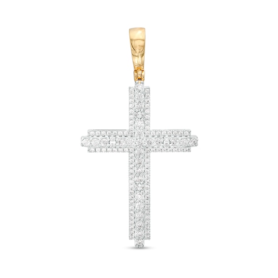 1-1/4 CT. T.w. Lab-Grown Diamond Cross Necklace Charm in 14K Gold (F/Si2)