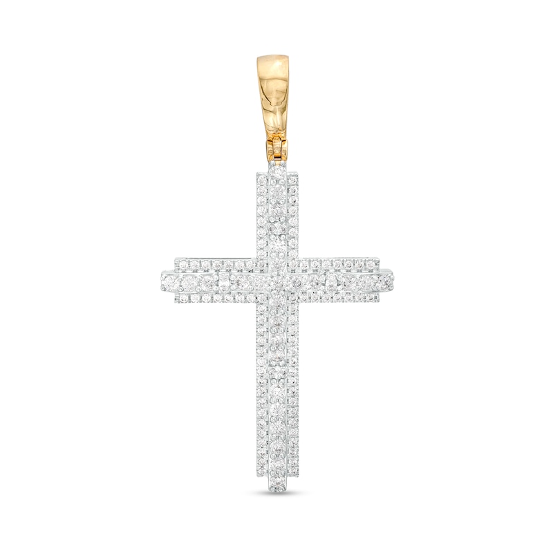 Main Image 1 of 1-1/4 CT. T.W. Lab-Grown Diamond Cross Necklace Charm in 14K Gold (F/SI2)