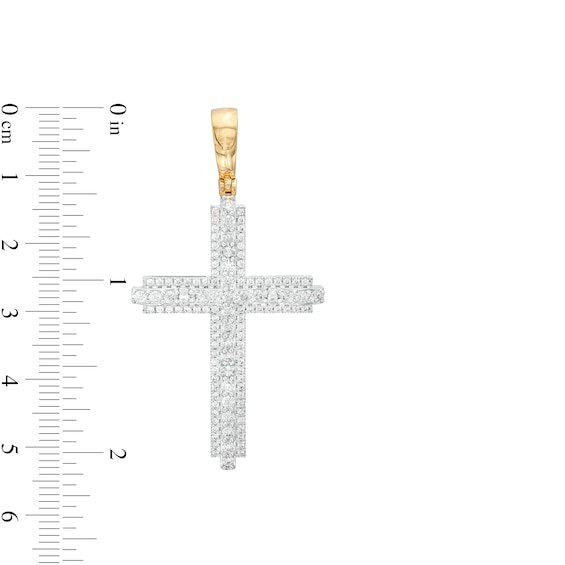 1-1/4 CT. T.w. Lab-Grown Diamond Cross Necklace Charm in 14K Gold (F/Si2)