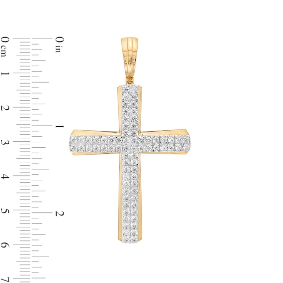 2-1/2 CT. T.w. Lab-Grown Diamond Double Row Cross Necklace Charm in 14K Gold (F/Si2)