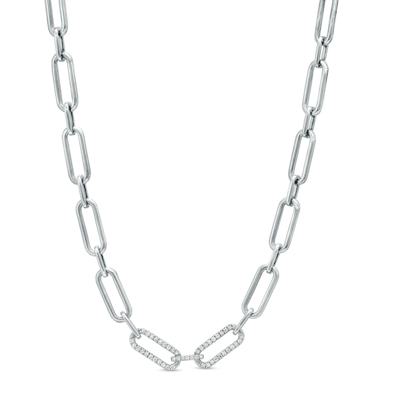 The Kindred Links from Vera Wang Love Collection 1/4 CT. T.w. Diamond Paper Clip Link Necklace in Sterling Silver â 19"