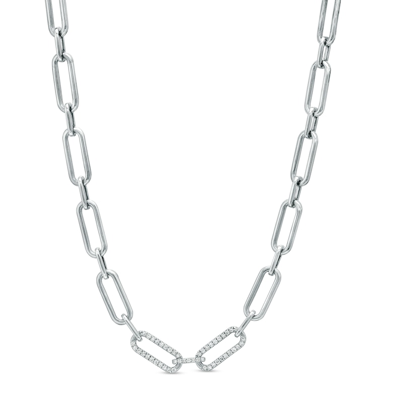 Main Image 1 of The Kindred Links from Vera Wang Love Collection 1/4 CT. T.W. Diamond Paper Clip Link Necklace in Sterling Silver – 19"