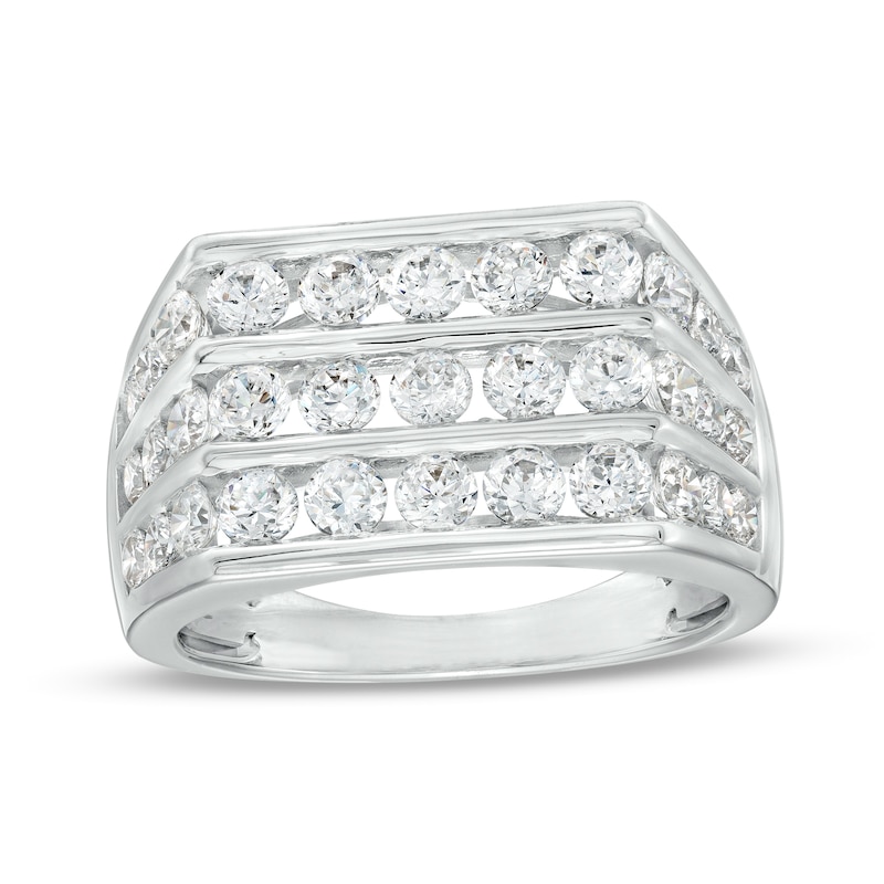 Main Image 1 of 2-1/2 CT. T.W. Certified Lab-Grown Diamond Triple Row Ring in 14K White Gold (F/SI2)