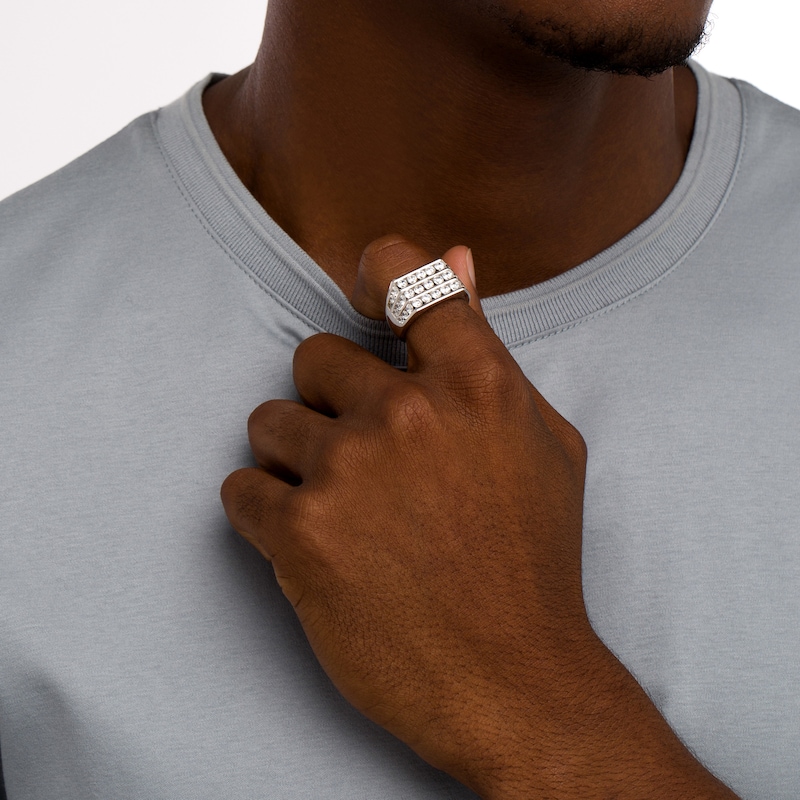 Main Image 2 of 2-1/2 CT. T.W. Certified Lab-Grown Diamond Triple Row Ring in 14K White Gold (F/SI2)