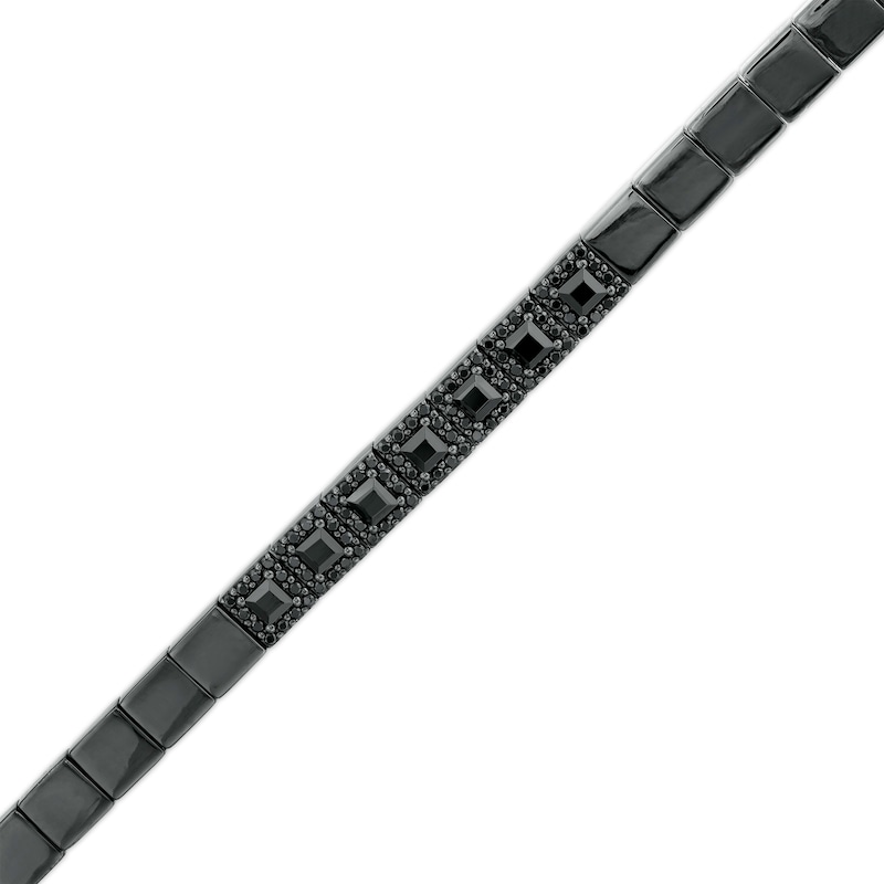 Main Image 1 of Vera Wang Men 3 CT. T.W. Square-Cut and Round Black Diamond Square-Link Bracelet in Sterling Silver - 8.5"