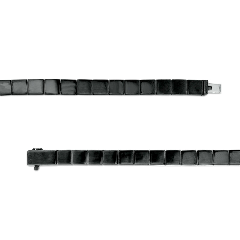 Main Image 3 of Vera Wang Men 3 CT. T.W. Square-Cut and Round Black Diamond Square-Link Bracelet in Sterling Silver - 8.5"