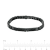 Thumbnail Image 4 of Vera Wang Men 3 CT. T.W. Square-Cut and Round Black Diamond Square-Link Bracelet in Sterling Silver - 8.5"