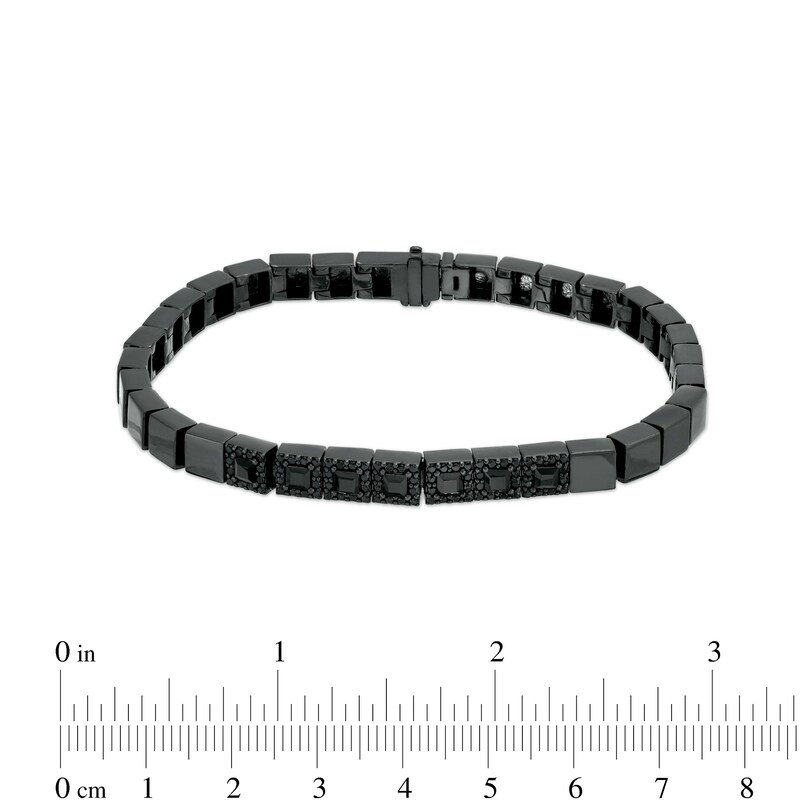 Main Image 4 of Vera Wang Men 3 CT. T.W. Square-Cut and Round Black Diamond Square-Link Bracelet in Sterling Silver - 8.5"