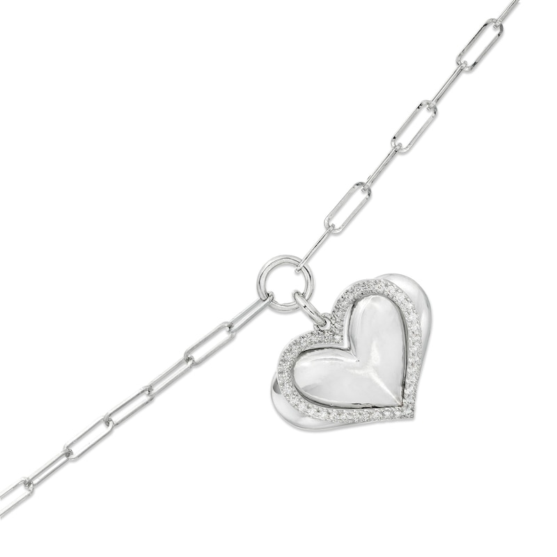 Main Image 1 of The Kindred Heart from Vera Wang Love Collection 1/6 CT. T.W. Diamond Heart Paper Clip Link Bracelet in Sterling Silver
