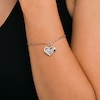 Thumbnail Image 2 of The Kindred Heart from Vera Wang Love Collection 1/6 CT. T.W. Diamond Heart Paper Clip Link Bracelet in Sterling Silver