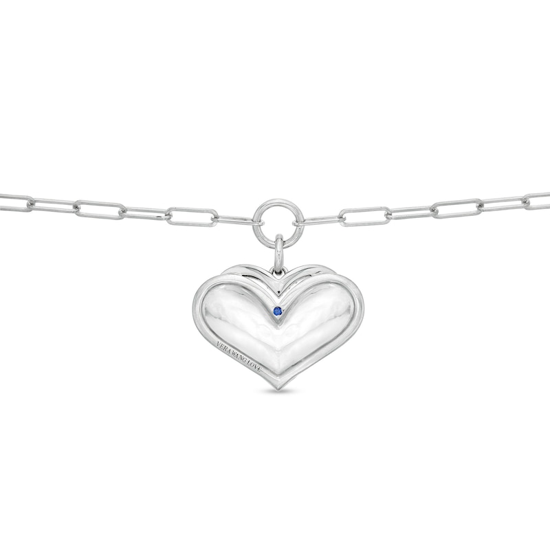 Main Image 3 of The Kindred Heart from Vera Wang Love Collection 1/6 CT. T.W. Diamond Heart Paper Clip Link Bracelet in Sterling Silver