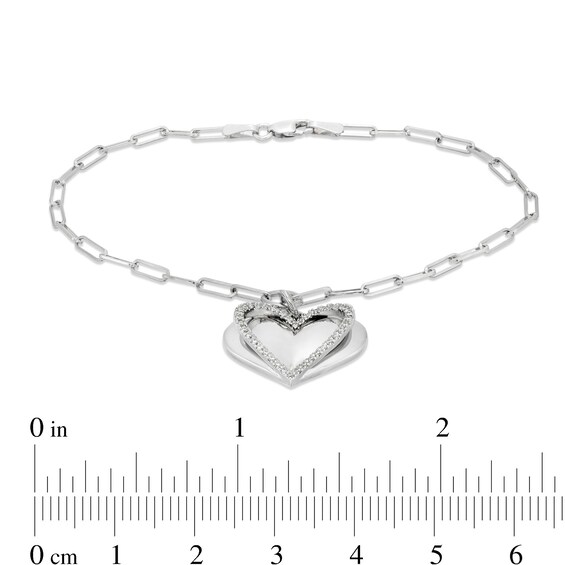 The Kindred Heart from Vera Wang Love Collection 1/6 CT. T.w. Diamond Heart Paper Clip Link Bracelet in Sterling Silver
