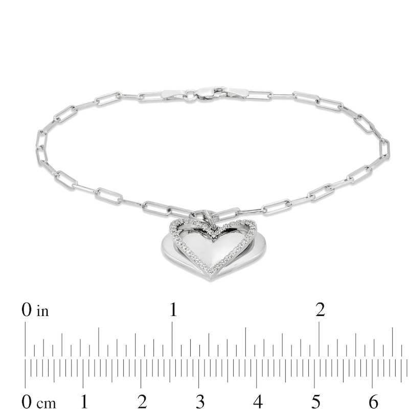 Main Image 4 of The Kindred Heart from Vera Wang Love Collection 1/6 CT. T.W. Diamond Heart Paper Clip Link Bracelet in Sterling Silver
